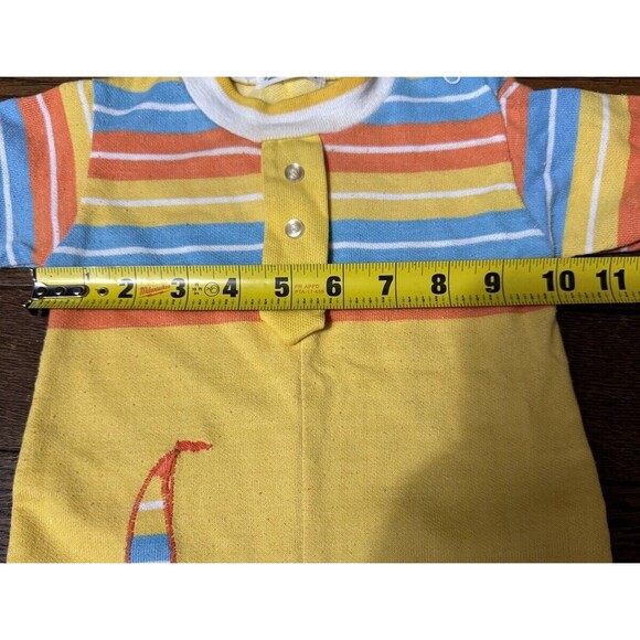 Health Tex Vintage USA Beachy Romper Yellow Stripe Sailboat 12 Month Nautical - Picture 7 of 8
